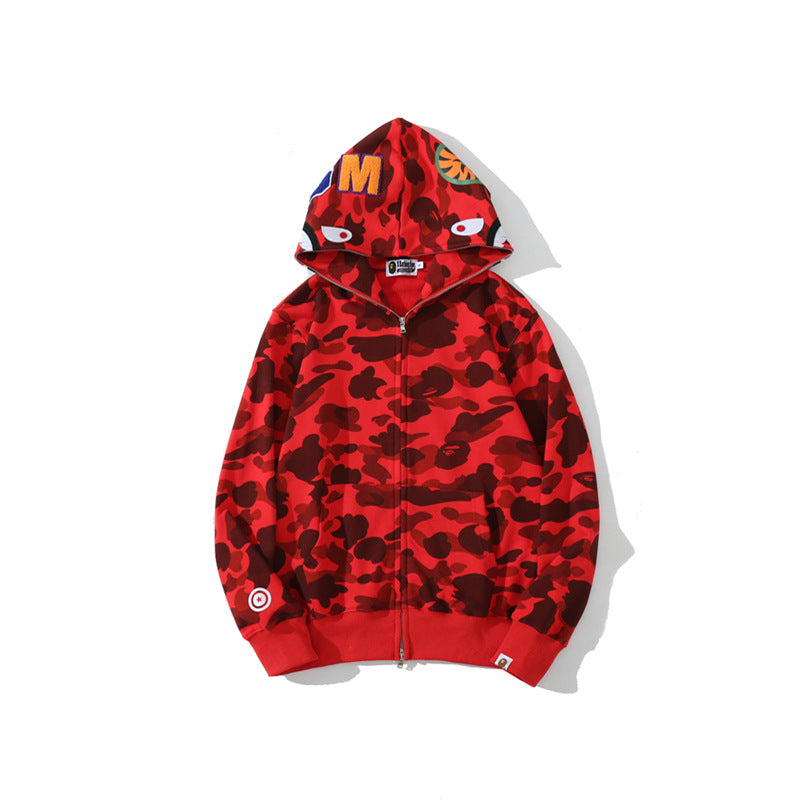 Ape Hoodie Classic Camo Shark Hooded Cardigan Zip Embroidery