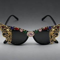 Trendy Punk Glasses Vintage Diamond Set