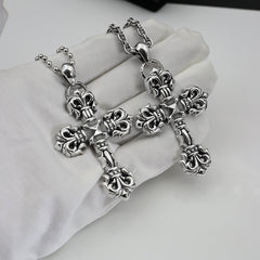 CHH Chrome heart Cross Necklace Vintage Flame Vine Cross Pendant