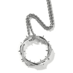 Jewelry Vintage Thorns Crown Pendant Necklace Copper with Zircon Hip Hop St. Valentine's Spectrum