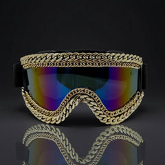 Trendy punk glasses metal chain