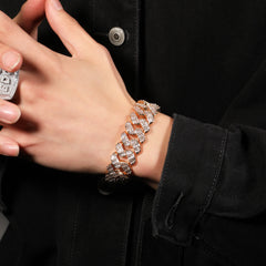 Bracelet Three Rows T-Square Zircon Full Diamond Hip Hop Bracelet Luxury Royalty Spectrum