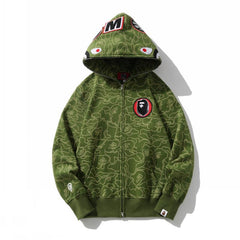 Bathing Ape Bape Hoodie Camouflage Shark Head Zipper