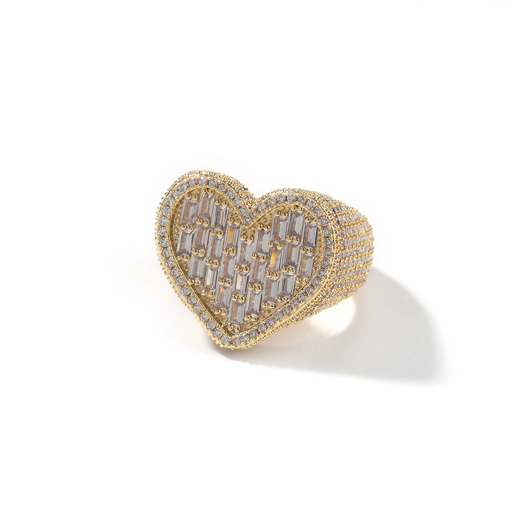 Rings Ring Personality Hip Hop T-Party Love Zircon St. Valentine's Spectrum