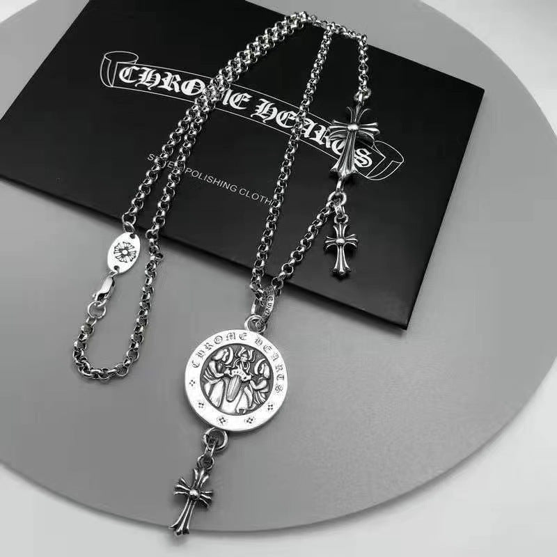 CHH Chrome heart Cross Necklace Vintage Male Female Angel Sword Cross Pendant