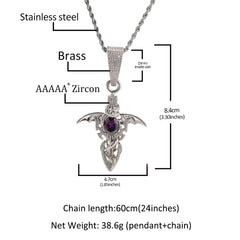 Jewelry Devil's Sword Wings Cross Pendant Copper Zircon Armament St. Valentine's Royalty