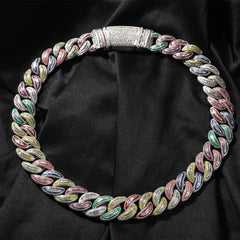 Jewelry 20mm Colorful Luminous Cuban Chain Copper with Zircon Spectrum St. Valentine's