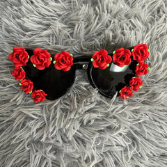 Trendy punk glasses retro half rose cat eyes