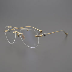 CHH Chrome Hearts Glasses Versatile Frameless Double Beam Ultra Light Toad Myopia Glasses Frame