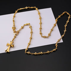 CHH Chrome heart Cross Necklace Gold Retractable Cross Premium Cold Wind Versatile for Men and Women