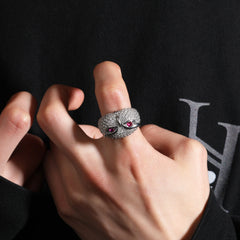 Rings Owl Ring Hip Hop Copper Set 5A Zircon Spectrum Animal