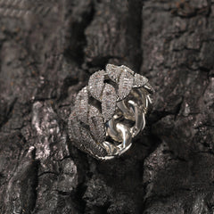 Rings Copper Square Diamond Hip Hop Moon Shaped Cuban Ring Spectrum