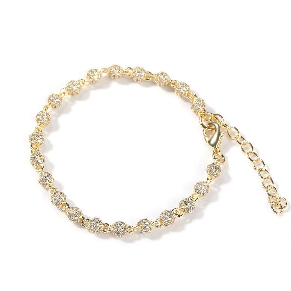 Bracelet Copper Zircon Bracelet Round Bead Bracelet ins St. Valentine's Royalty