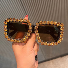 Trendy punk glasses with diamonds