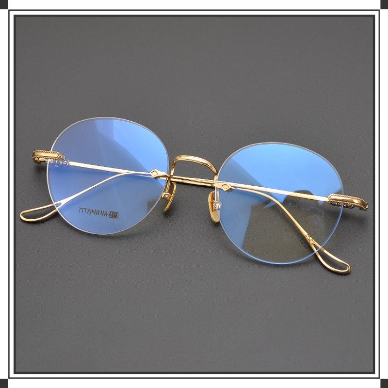 CHH Chrome Hearts Glasses Ultra Light Frameless Pure Titanium Simple Myopia Glasses Frame