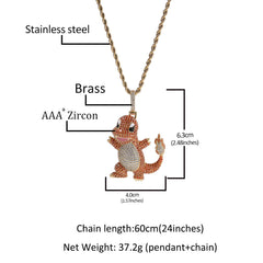 Jewelry Cartoon Dragon Pendant Copper Micro Zircon Animal Pok¨¦mon Spectrum