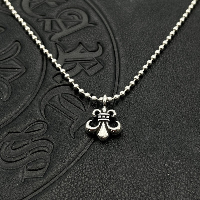 CHH Chrome heart Cross Necklace Vintage Scout Flower Necklace Iris Fall Winter