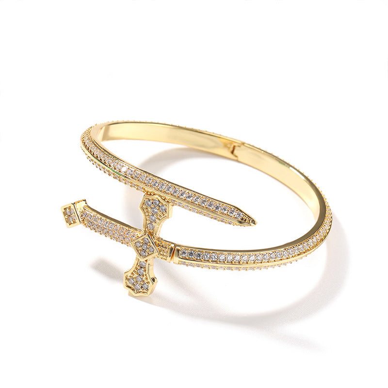 Bracelet Sword of Justice Bracelet Copper Zircon Full Diamond Trend Armament Jesus Pieces Spectrum