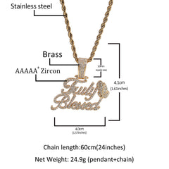 Jewelry Truly Blessed Letter Pendant with Diamonds Alphabet Pieces Spectrum