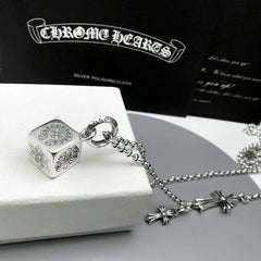 CHH Chrome heart Cross Necklace Men's and Women's Vintage Dice Cross Necklace