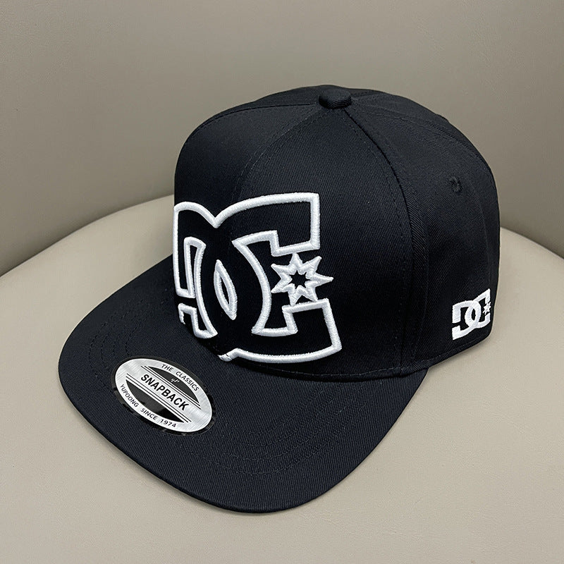DC Classic Big Logo Embroidery Baseball Cap Skateboard Hip Hop Flat-brimmed Hat Sports Visor