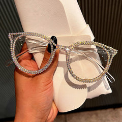 Trendy punk glasses diamond retro anti-blue light