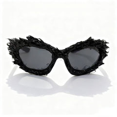 Trendy punk glasses asymmetrical dark cat eyes