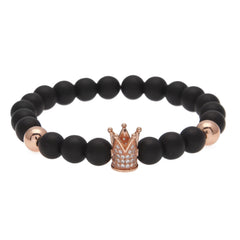 Bracelet Tiger's Eye Volcanic Stone Agate Microencrusted Zircon Hip Hop Royalty
