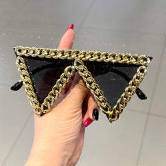 Trendy punk glasses triangle chain retro