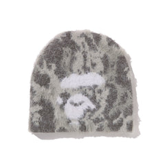 Bathing ape autumn and winter new plush knitted pullover hat tie-dye camouflage