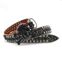 Hip-hop punk rhinestone belt big skull punk style