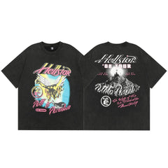 Hellstar T Shirt Smile Earth Distressed Print High-quality pure cotton high-street clothing