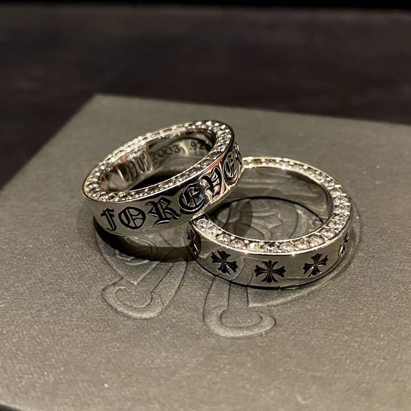 CHH Chrome heart Cross Ring Cross with Diamonds