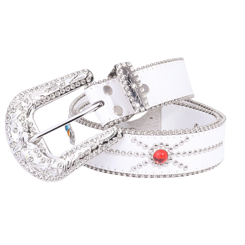 Hip-hop punk rhinestone belt colorful gemstone y2k belt