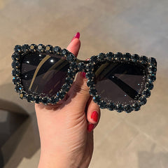 Trendy punk glasses diamond retro uv protection