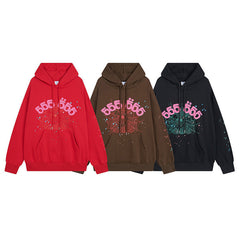 Sp5der Hoodie & Sweatpants Spider Web Velvet Sport Suit