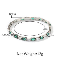 Bracelet Hip Hop Jewelry Copper Set 5A Zircon Tennis Chain Emerald Royalty Spectrum St. Valentine's