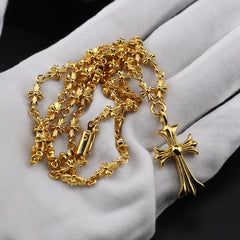 CHH Chrome heart Cross Necklace Gold Retractable Cross Premium Cold Wind Versatile for Men and Women