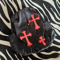 Cross-pattern bag Chrome fashion hottie cross punk subculture large capacity backpack