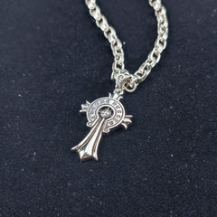 CHH Chrome heart Cross Necklace Hexagram Flame Cross Vintage Pendant