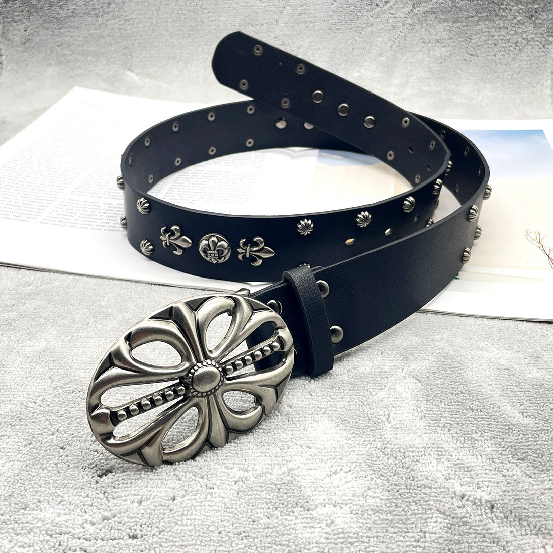 Chh Chrome Hearts  Belt Vintage Cowboy Punk Skull