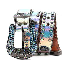 Hip-hop punk rhinestone belt skull punk style