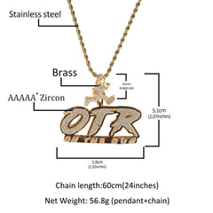 Jewelry OTR letter pendant hiphop fashion micro zircon Alphabet Pieces Spectrum St. Valentine's