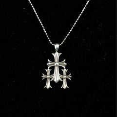 CHH Chrome heart Cross Necklace Cross Pendant Men's Vintage Thai Silver Letter Bead Necklace
