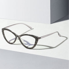 Trendy punk glasses diamond cat eyes