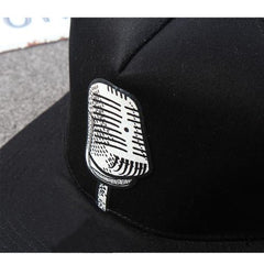 Trendy flat brimmed snapback hatsheadphone microphone shade