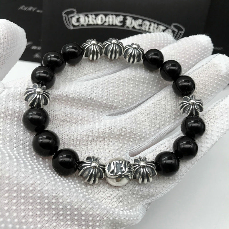 CHH Chrome heart Cross Bracelet Obsidian Bracelet
