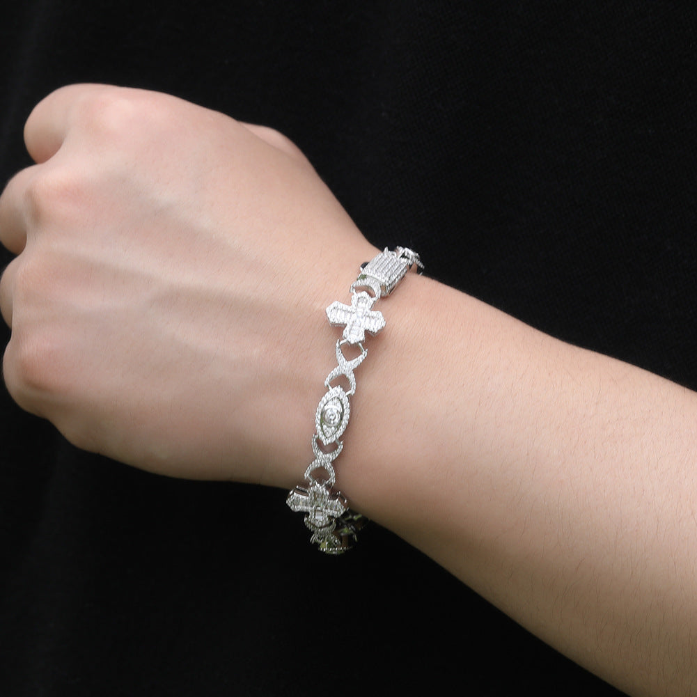 Bracelet Copper Zircon Eye Cross Vintage Crosses St. Valentine's Spectrum