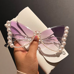 Trendy punk glasses retro pearl butterfly frame