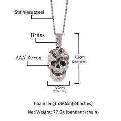 Jewelry Snake Skull Pendant Necklace Copper Inlaid Zircon Street Vintage Dog Tags rapper Spectrum